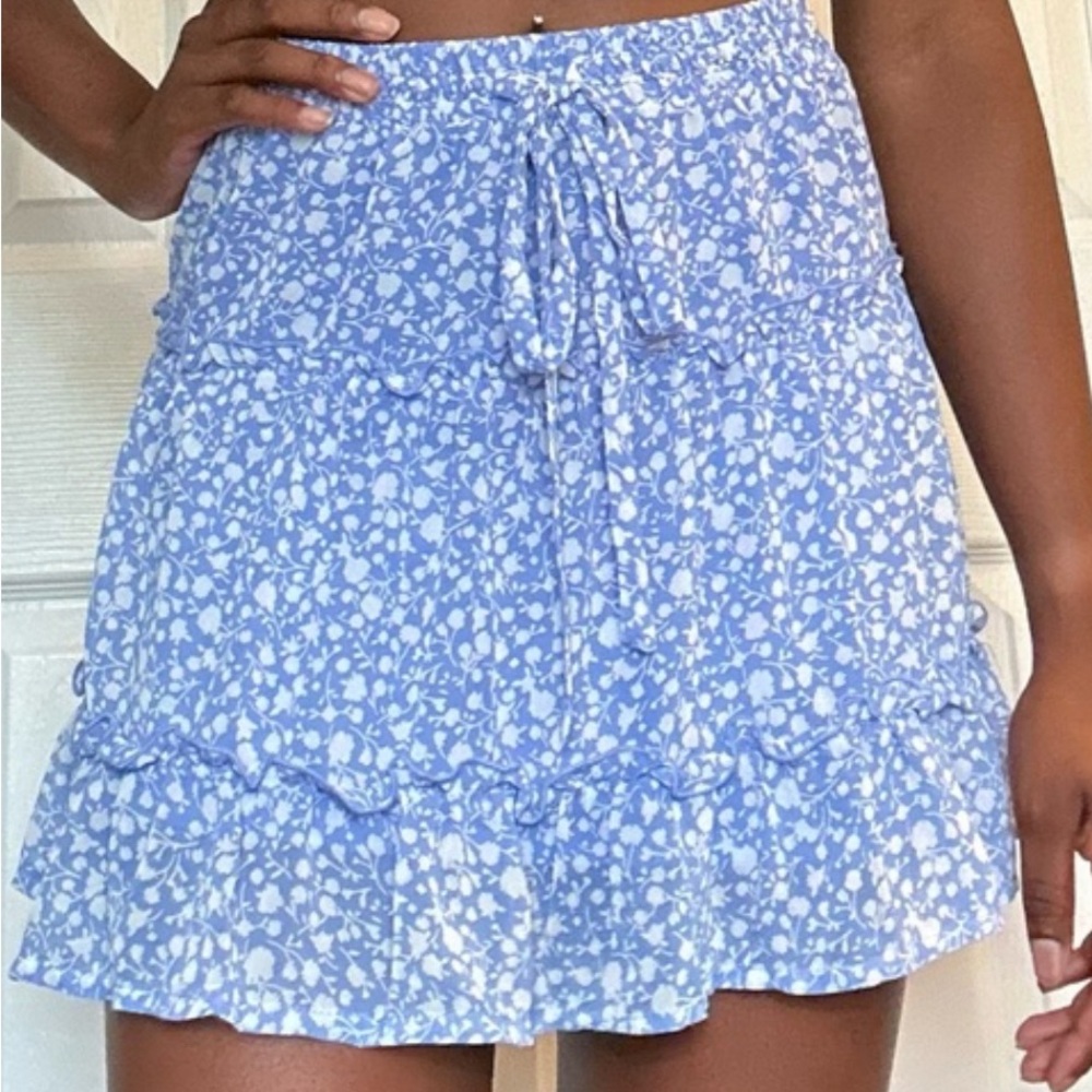 Blue floral skirt